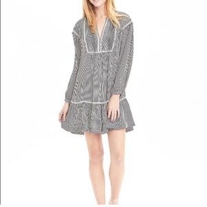 Banana Republic Black and White Striped Long Sleeve Dress